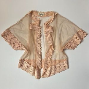 Forever 21 Mesh Floral Trim Cardigan